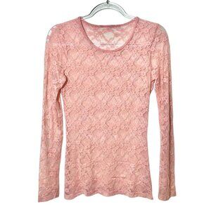 Sheer Lace‎ Pink Long Sleeve